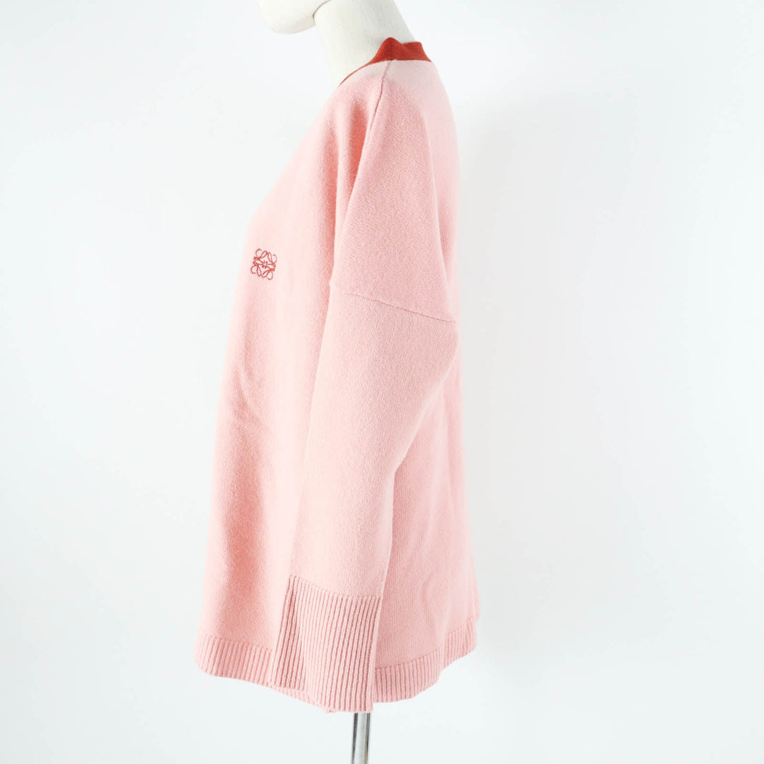 LOEWE cardigan S897Y16K01 Main: 100% wool Pink light gray Women M Used Authentic