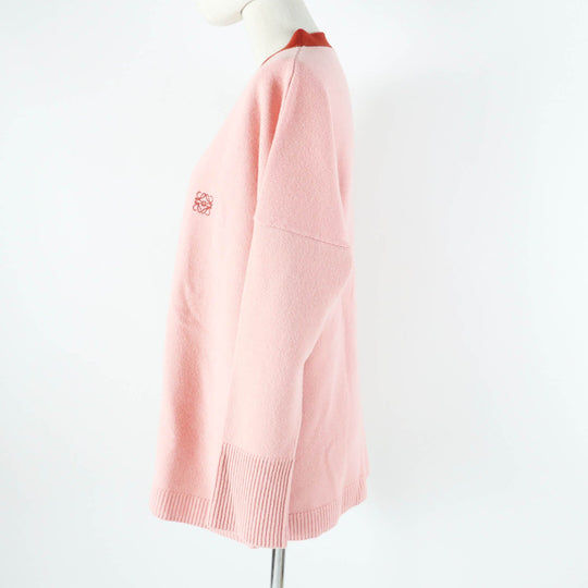LOEWE cardigan S897Y16K01 Main: 100% wool Pink light gray Women M Used Authentic