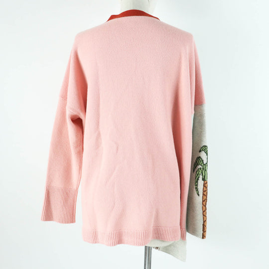 LOEWE cardigan S897Y16K01 Main: 100% wool Pink light gray Women M Used Authentic