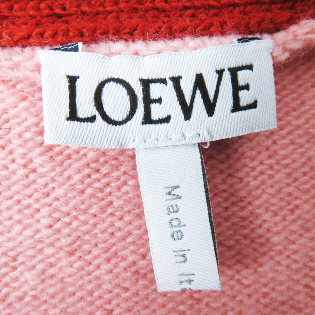 LOEWE cardigan S897Y16K01 Main: 100% wool Pink light gray Women M Used Authentic