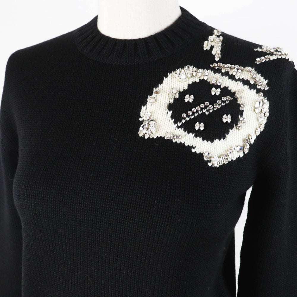 MIUMIU knit MML009 Main: 100% virgin wool, some: glass, some: metal black Women 36 Used Authentic