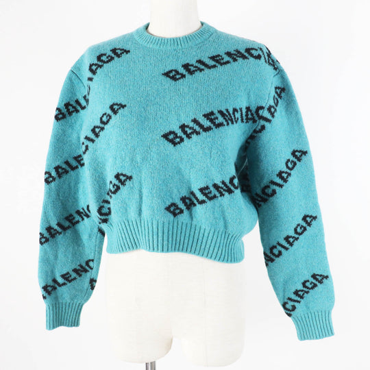 BALENCIAGA knit 529208 Main: 98% wool, Main: 2% nylon green Women 34 Used Authentic