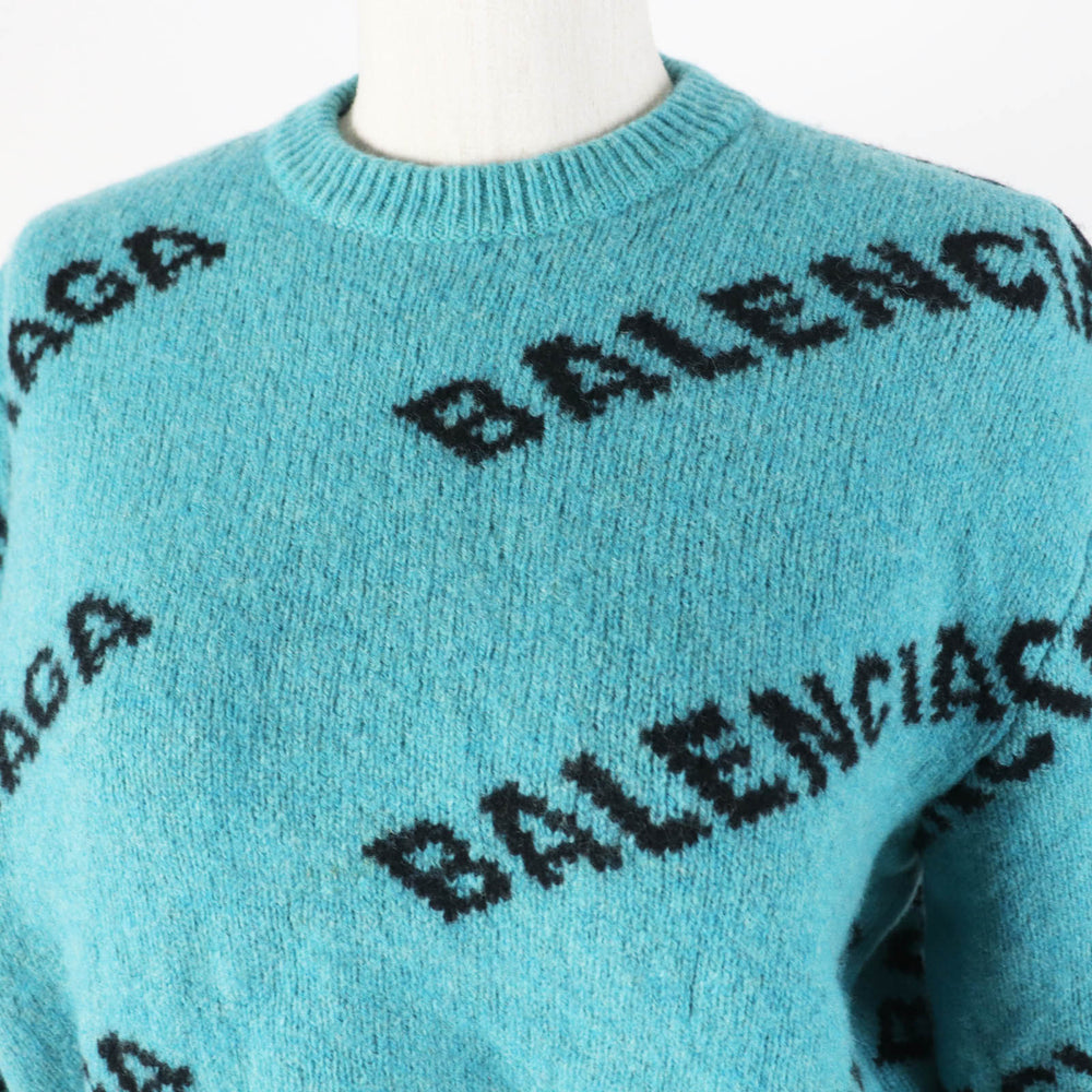 BALENCIAGA knit 529208 Main: 98% wool, Main: 2% nylon green Women 34 Used Authentic