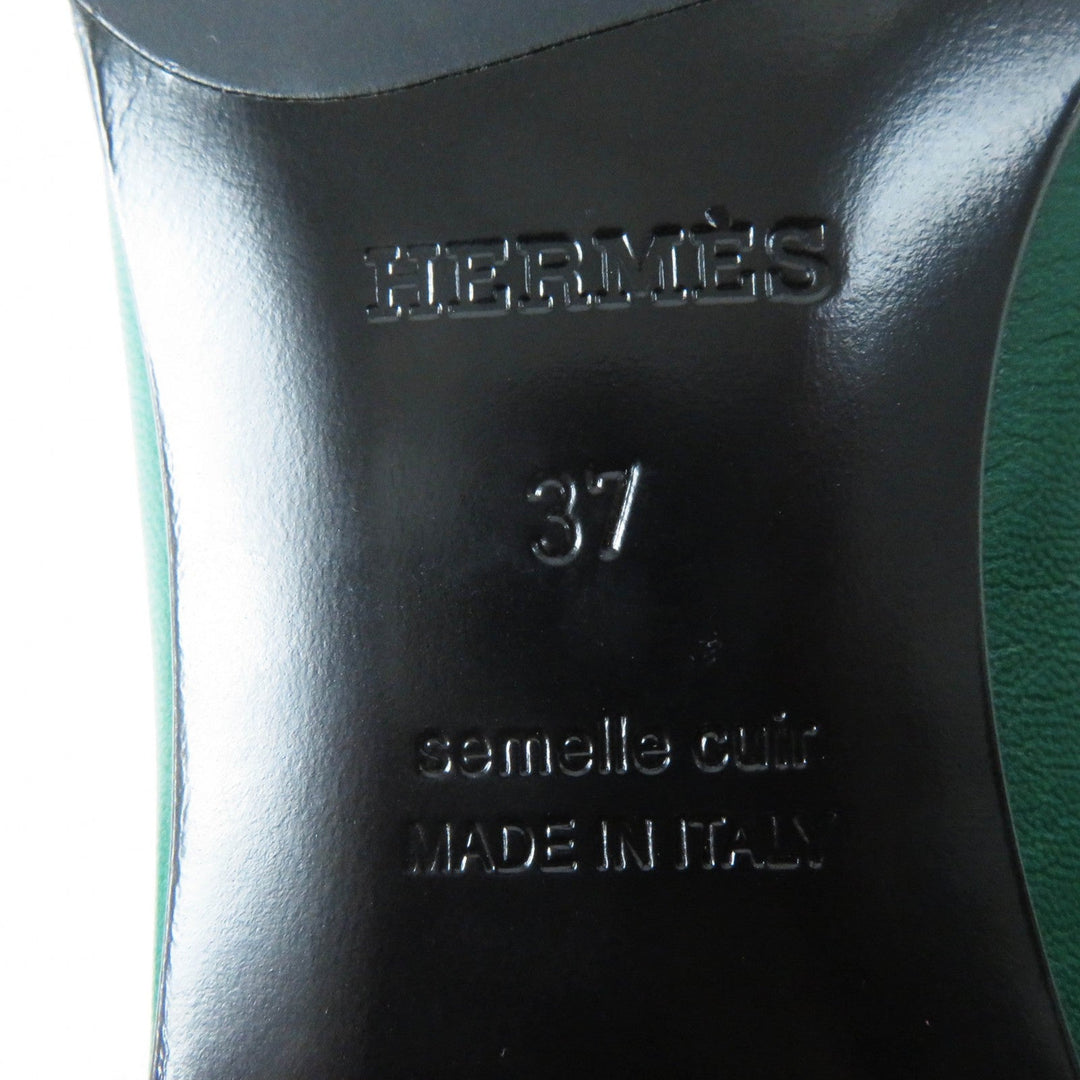 HERMES loafers Main: Leather green moccasins paris Women 37 Used Authentic