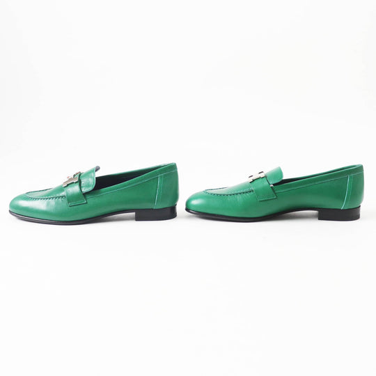 HERMES loafers Main: Leather green moccasins paris Women 37 Used Authentic