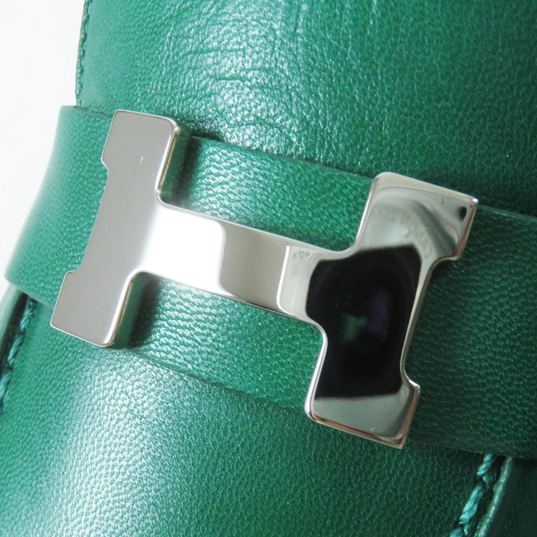 HERMES loafers Main: Leather green moccasins paris Women 37 Used Authentic