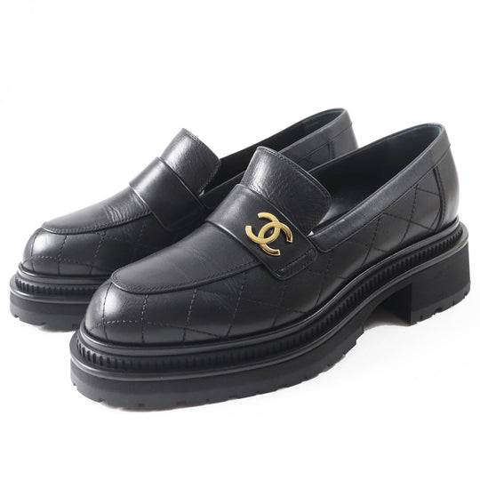 CHANEL loafers 23A G45074 Main: Leather black Matrasse Women 39.5 Used Authentic
