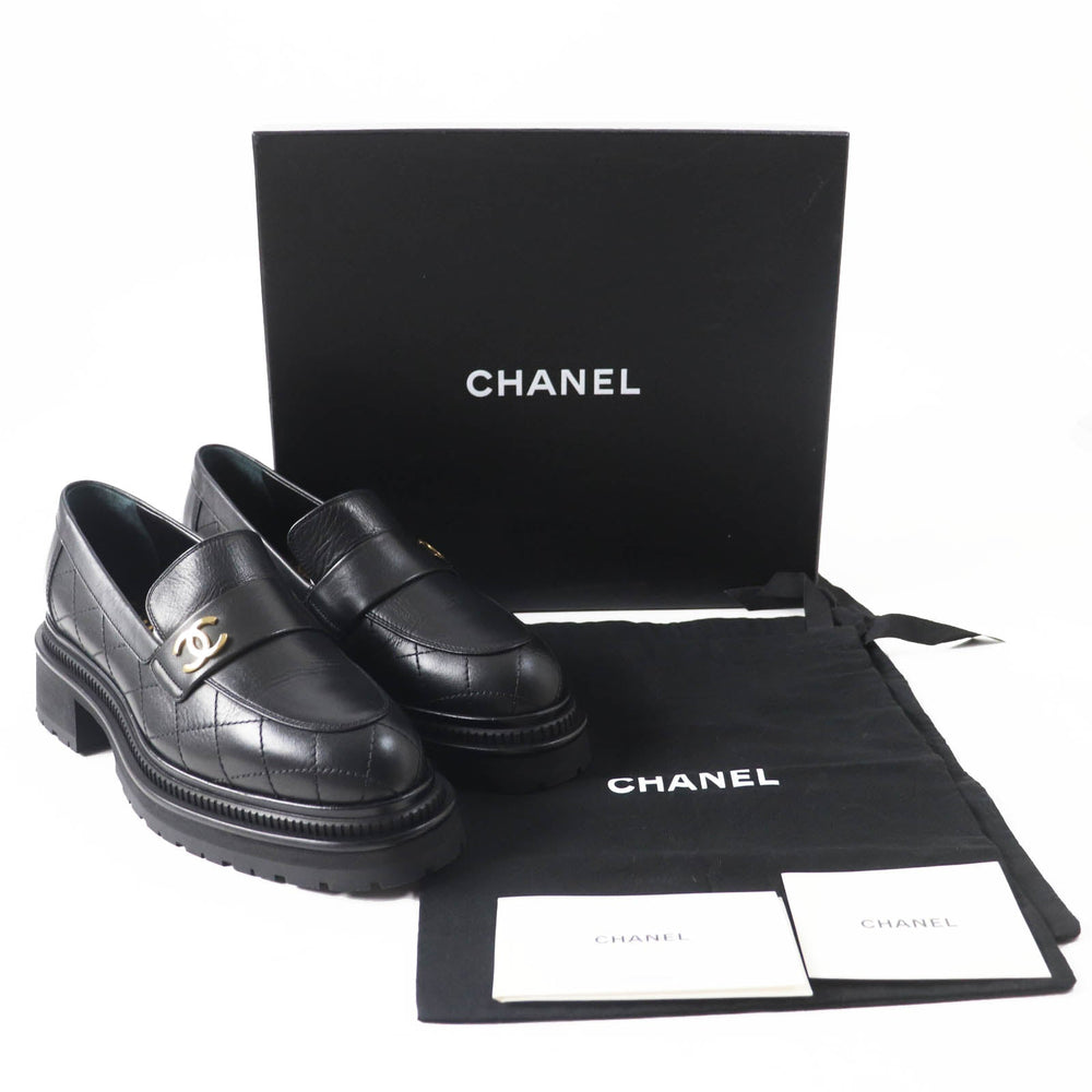 CHANEL loafers 23A G45074 Main: Leather black Matrasse Women 39.5 Used Authentic