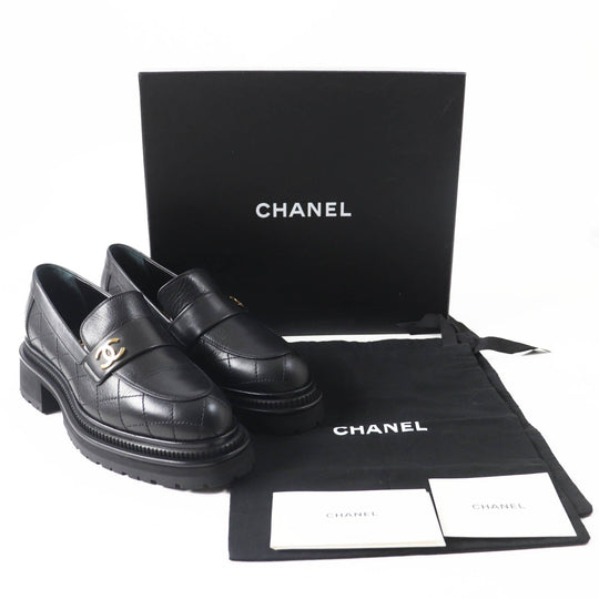 CHANEL loafers 23A G45074 Main: Leather black Matrasse Women 39.5 Used Authentic