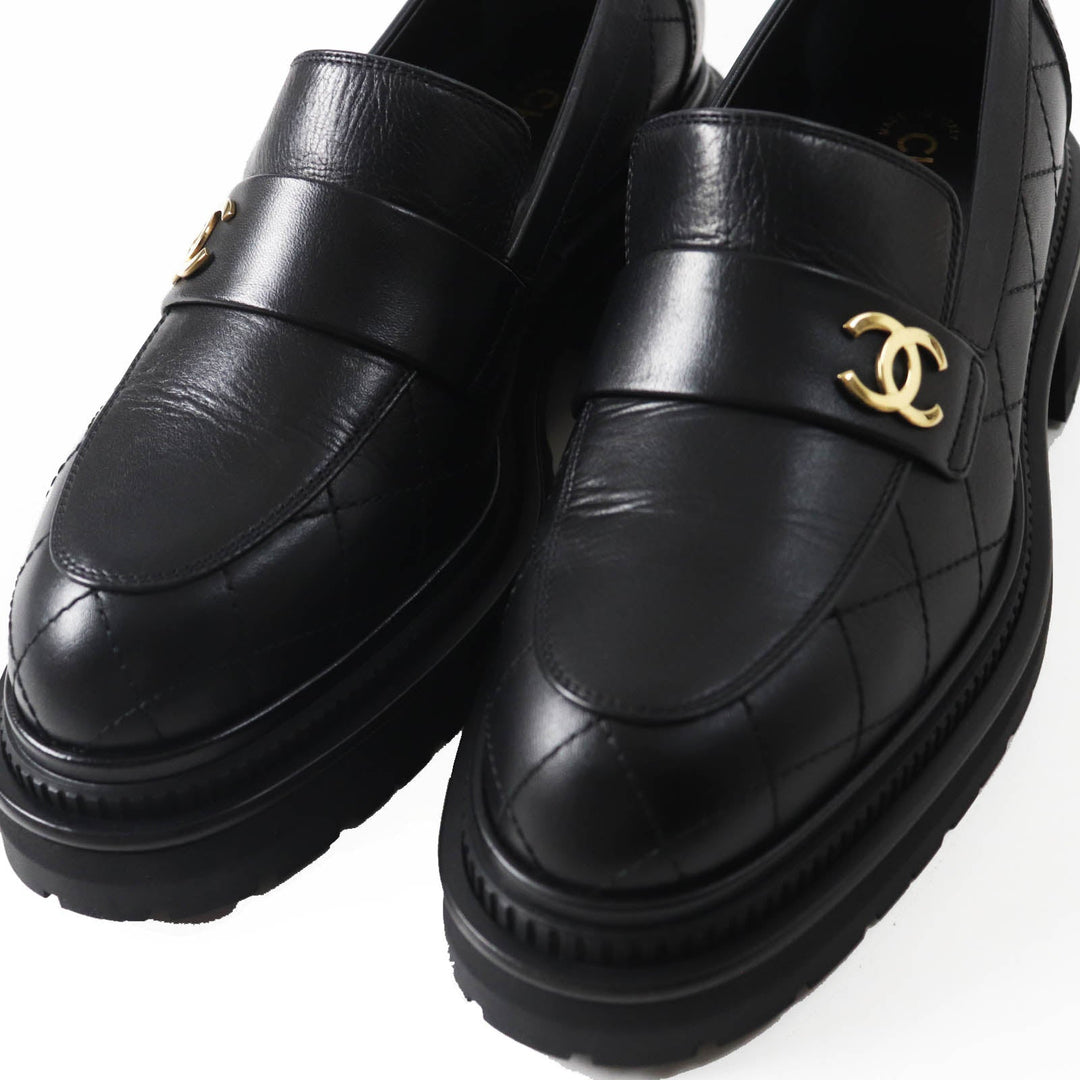 CHANEL loafers 23A G45074 Main: Leather black Matrasse Women 39.5 Used Authentic
