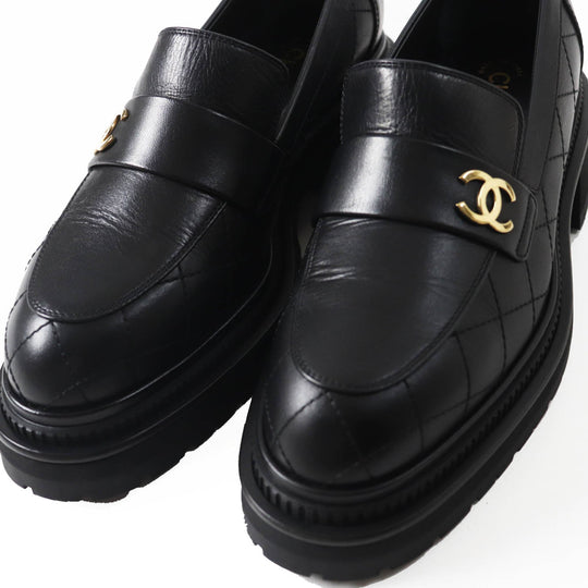 CHANEL loafers 23A G45074 Main: Leather black Matrasse Women 39.5 Used Authentic