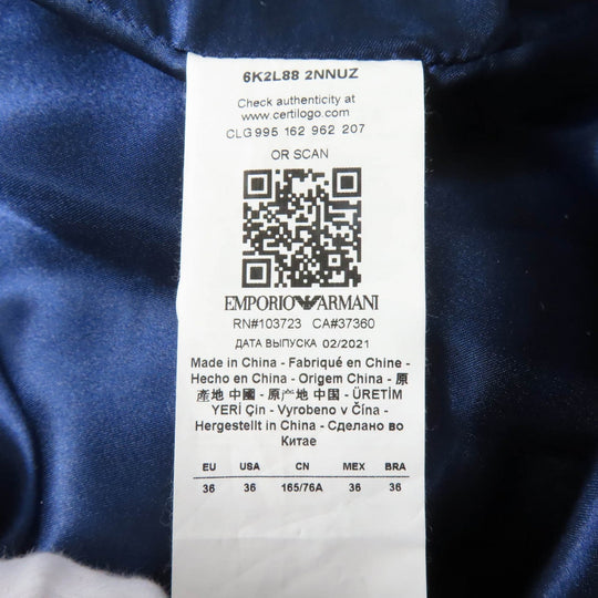 EMPORIO ARMANI A line coat 6K2L882NNUZ Outer: 100% polyester, Part: 97% polyester, Part: 3% elastane (polyurethane), Lining: 100% polyester blue Women 36 Used Authentic