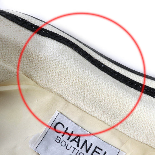 CHANEL Jacket 95P P04690 Outer: 100% cotton, Lining: 95% silk, Lining: 5% other Ivory black Women 36 Used Authentic