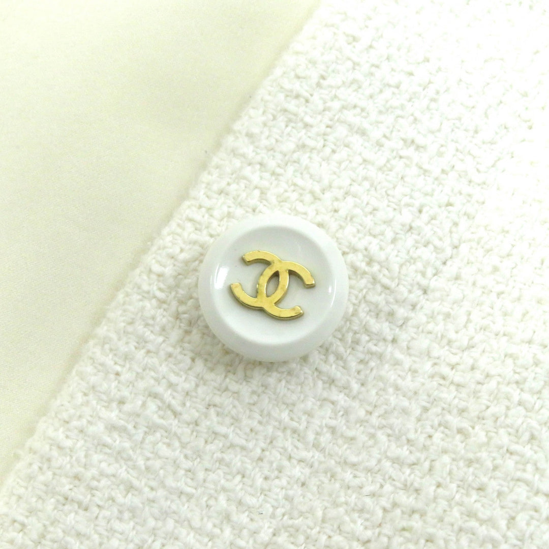 CHANEL Jacket 95P P04690 Outer: 100% cotton, Lining: 95% silk, Lining: 5% other Ivory black Women 36 Used Authentic