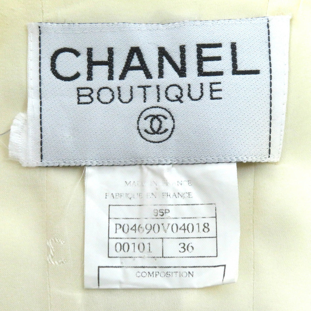 CHANEL Jacket 95P P04690 Outer: 100% cotton, Lining: 95% silk, Lining: 5% other Ivory black Women 36 Used Authentic