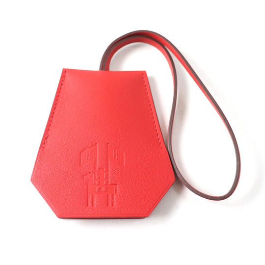 HERMES Bag charm Main: Leather Part: Gold Plated Red Women Used Authentic