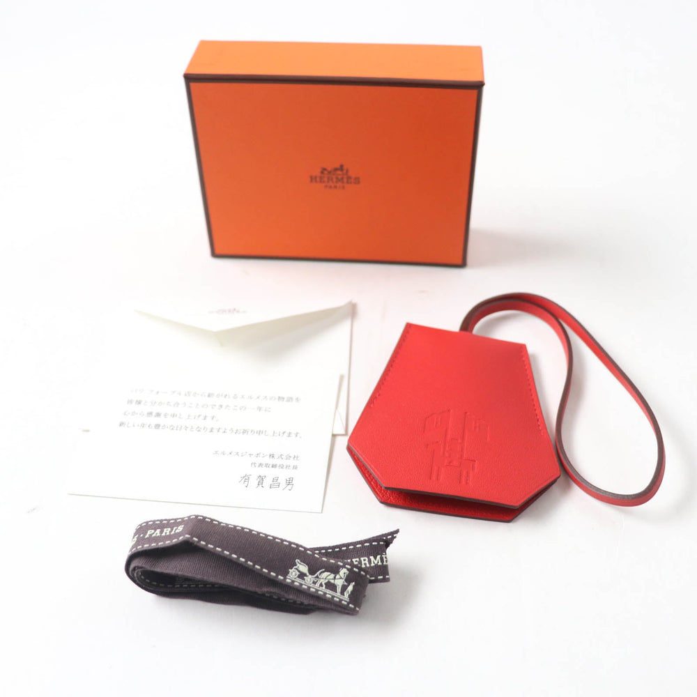 HERMES Bag charm Main: Leather Part: Gold Plated Red Women Used Authentic