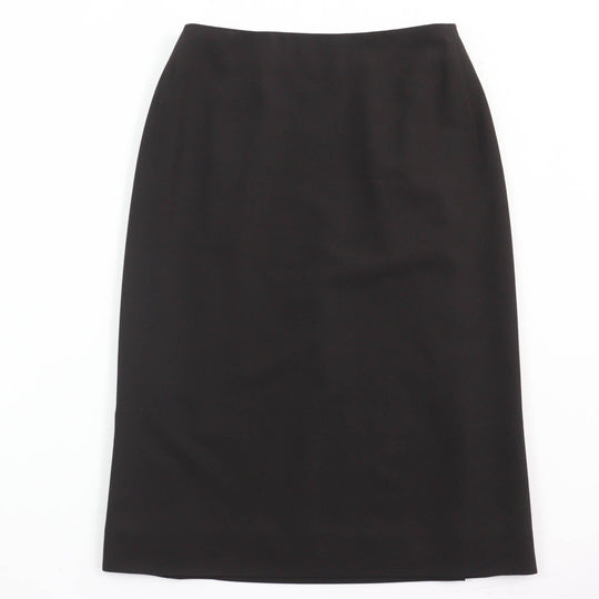 HERMES Tight Skirt Main: 100% wool, Part: Cowhide, Lining: 100% silk Dark brown Women 36 Used Authentic