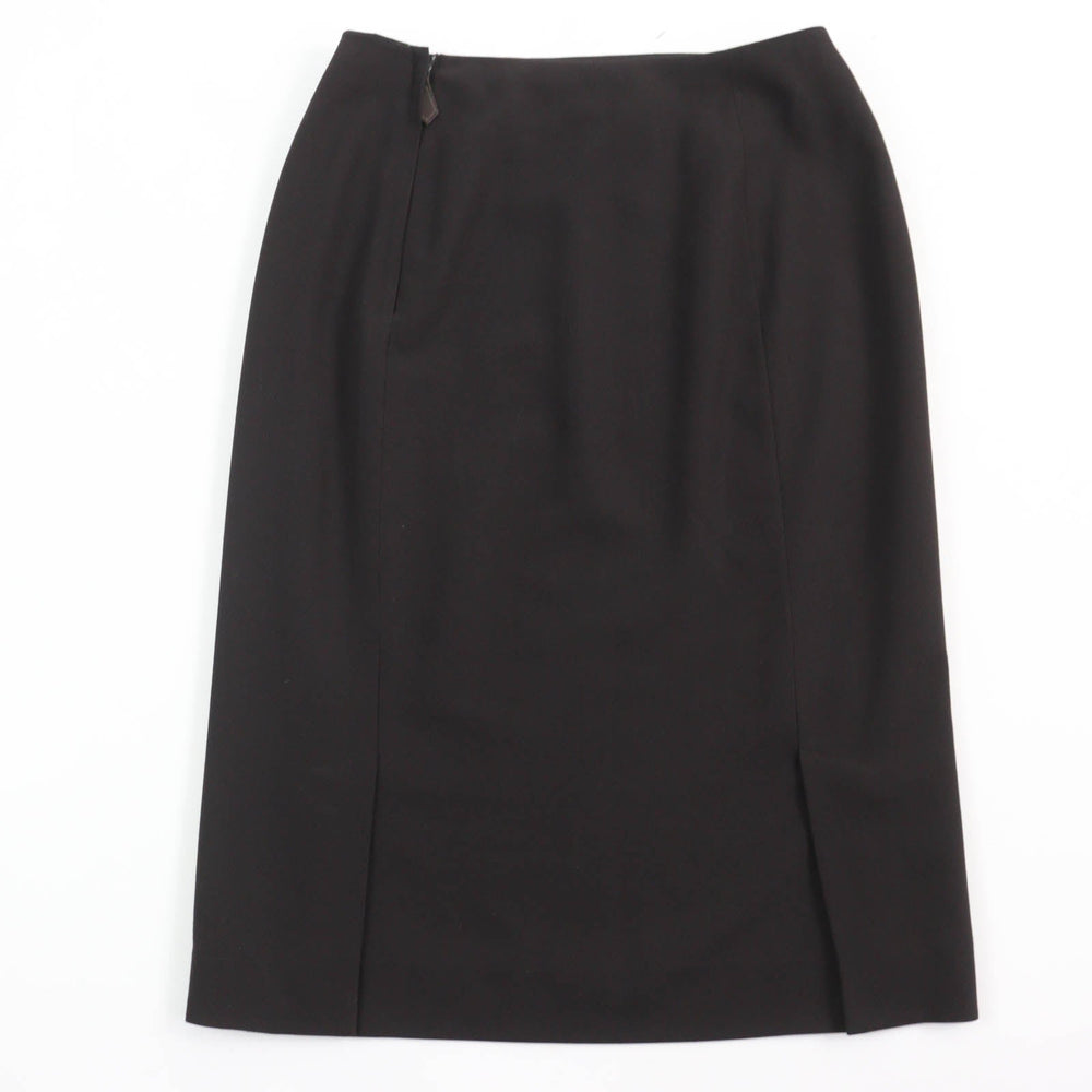 HERMES Tight Skirt Main: 100% wool, Part: Cowhide, Lining: 100% silk Dark brown Women 36 Used Authentic