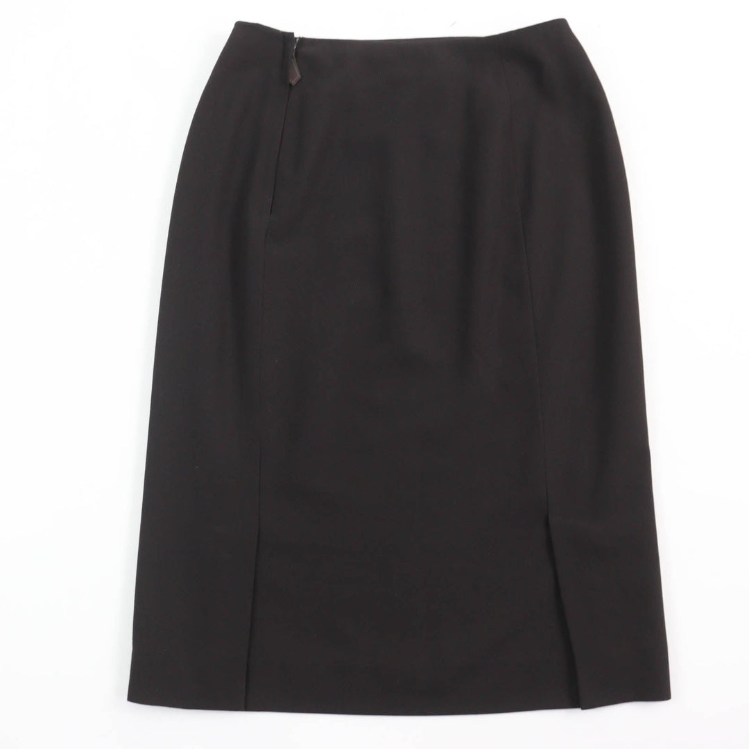 HERMES Tight Skirt Main: 100% wool, Part: Cowhide, Lining: 100% silk Dark brown Women 36 Used Authentic