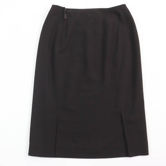 HERMES Tight Skirt Main: 100% wool, Part: Cowhide, Lining: 100% silk Dark brown Women 36 Used Authentic