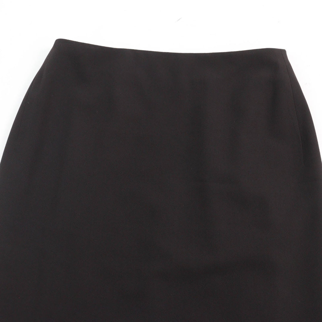 HERMES Tight Skirt Main: 100% wool, Part: Cowhide, Lining: 100% silk Dark brown Women 36 Used Authentic