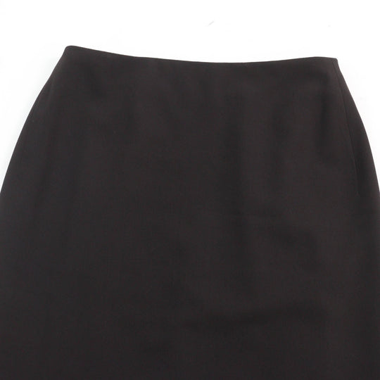 HERMES Tight Skirt Main: 100% wool, Part: Cowhide, Lining: 100% silk Dark brown Women 36 Used Authentic