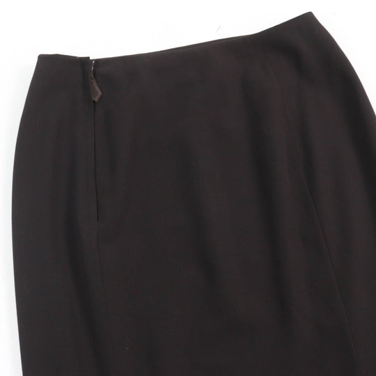 HERMES Tight Skirt Main: 100% wool, Part: Cowhide, Lining: 100% silk Dark brown Women 36 Used Authentic