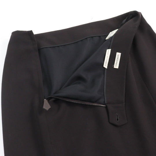 HERMES Tight Skirt Main: 100% wool, Part: Cowhide, Lining: 100% silk Dark brown Women 36 Used Authentic