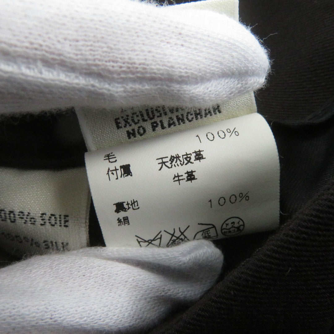HERMES Tight Skirt Main: 100% wool, Part: Cowhide, Lining: 100% silk Dark brown Women 36 Used Authentic