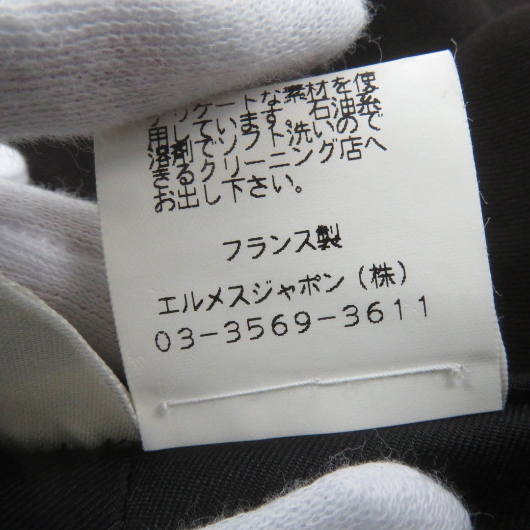 HERMES Tight Skirt Main: 100% wool, Part: Cowhide, Lining: 100% silk Dark brown Women 36 Used Authentic