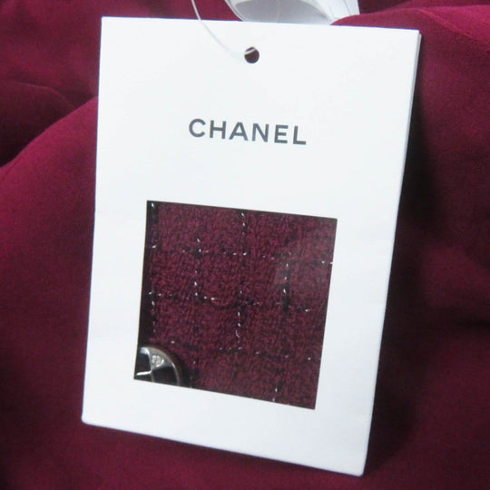 CHANEL Jacket 22A P73183 Outer: 98% wool, Outer: 2% viscose (rayon), Lining: 100% silk Burgundy Black White Women 34 Used Authentic