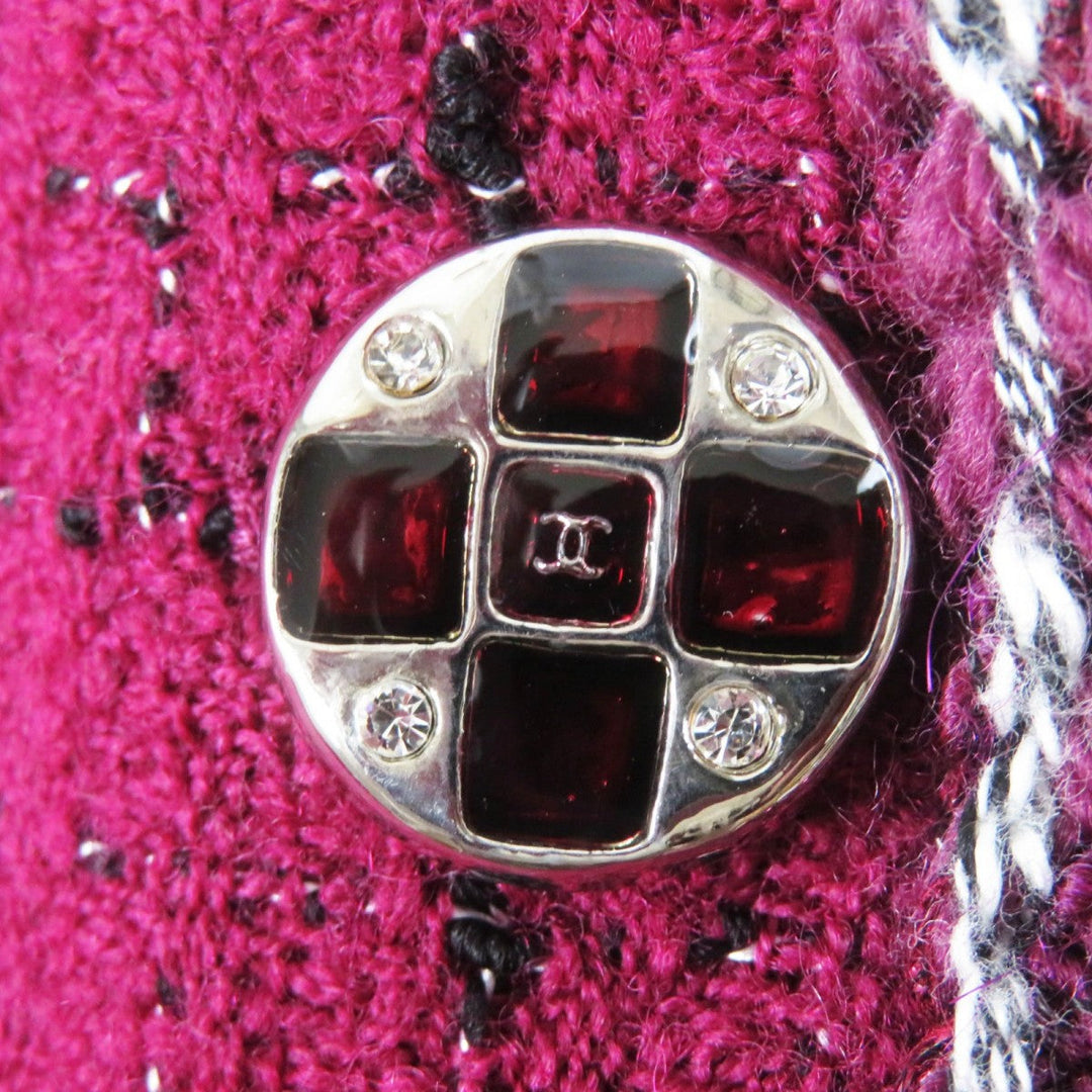 CHANEL Jacket 22A P73183 Outer: 98% wool, Outer: 2% viscose (rayon), Lining: 100% silk Burgundy Black White Women 34 Used Authentic