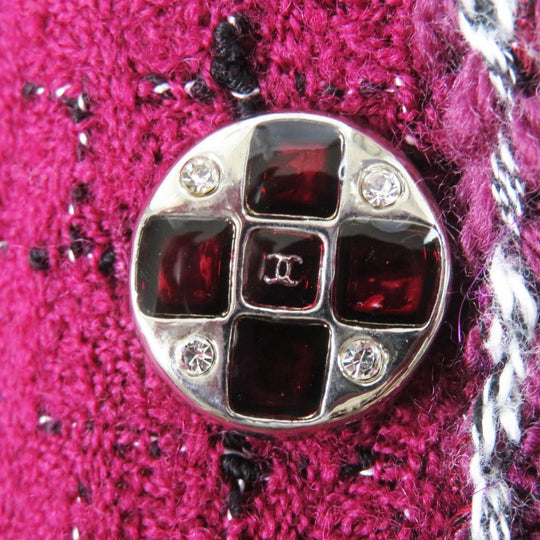 CHANEL Jacket 22A P73183 Outer: 98% wool, Outer: 2% viscose (rayon), Lining: 100% silk Burgundy Black White Women 34 Used Authentic