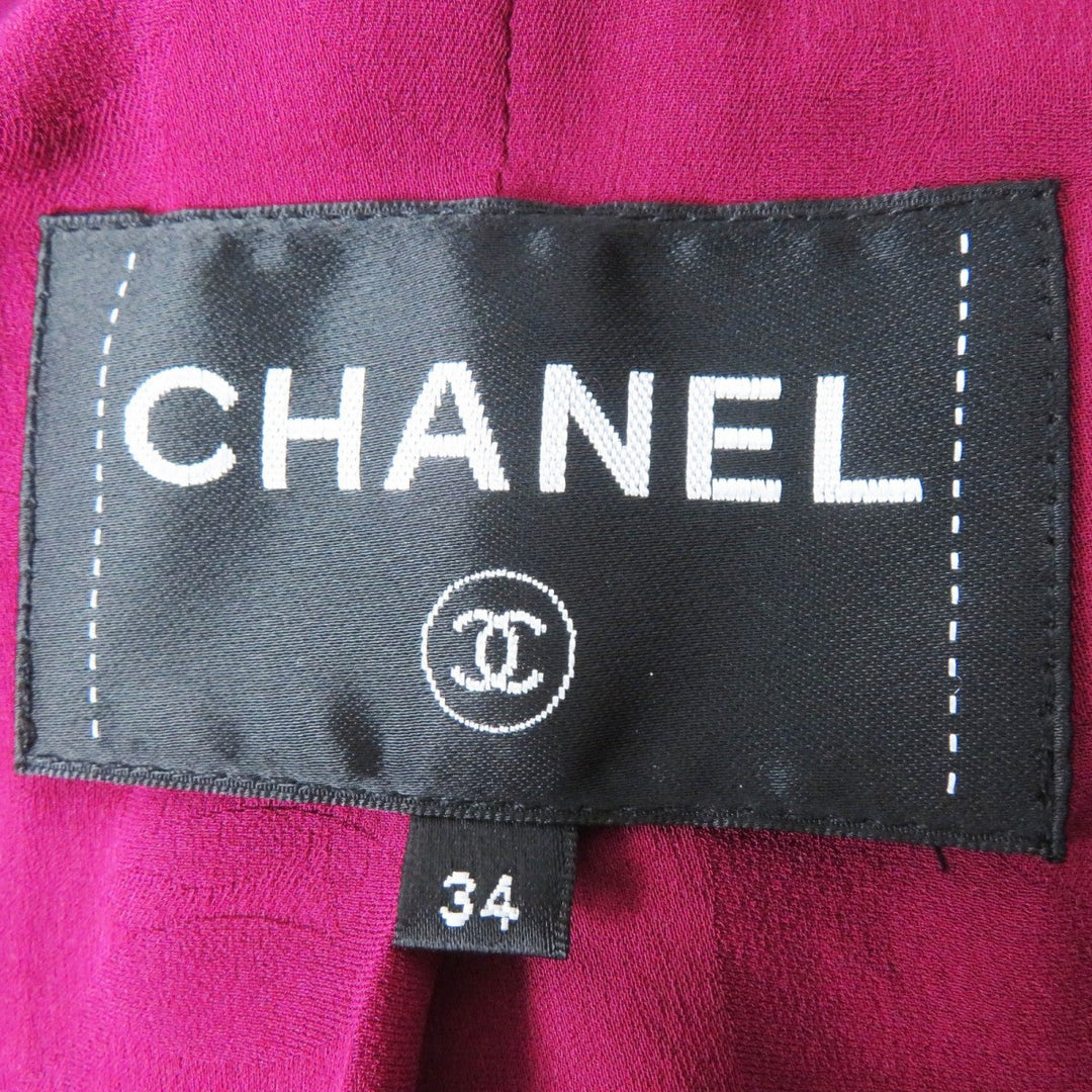 CHANEL Jacket 22A P73183 Outer: 98% wool, Outer: 2% viscose (rayon), Lining: 100% silk Burgundy Black White Women 34 Used Authentic
