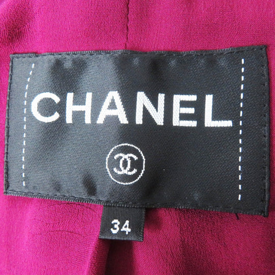 CHANEL Jacket 22A P73183 Outer: 98% wool, Outer: 2% viscose (rayon), Lining: 100% silk Burgundy Black White Women 34 Used Authentic
