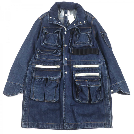 Sacai coat 23-03158M Main: 100% cotton, Part: 100% cotton, Lining: 100% nylon blue Denim Blouson Coat mens 1 Used Authentic