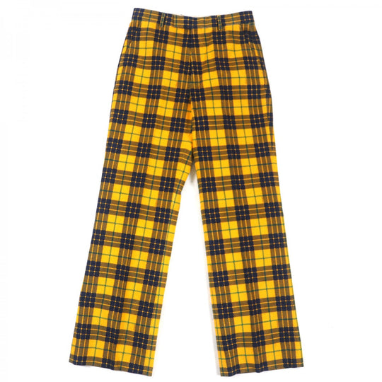 GUCCI slacks 714622 Main: 100% cotton, Lining: 100% rayon, Lining: 100% cotton yellow Straight-Leg Checked Tartan Cotton Pant mens 48 Used Authentic