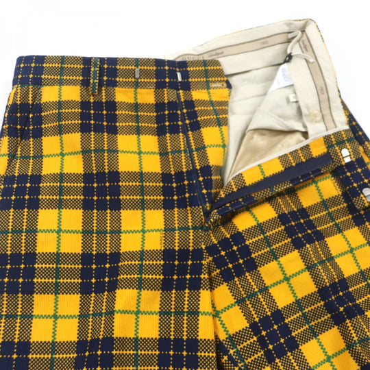 GUCCI slacks 714622 Main: 100% cotton, Lining: 100% rayon, Lining: 100% cotton yellow Straight-Leg Checked Tartan Cotton Pant mens 48 Used Authentic