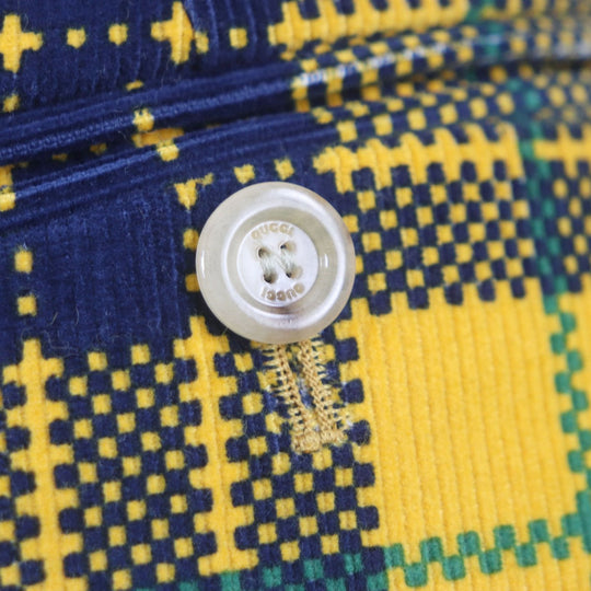 GUCCI slacks 714622 Main: 100% cotton, Lining: 100% rayon, Lining: 100% cotton yellow Straight-Leg Checked Tartan Cotton Pant mens 48 Used Authentic