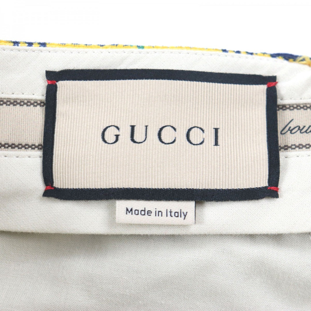 GUCCI slacks 714622 Main: 100% cotton, Lining: 100% rayon, Lining: 100% cotton yellow Straight-Leg Checked Tartan Cotton Pant mens 48 Used Authentic
