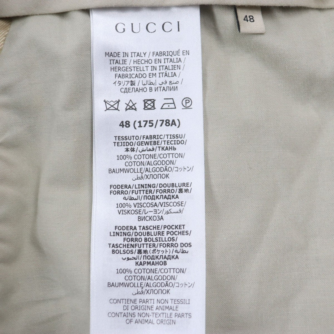 GUCCI slacks 714622 Main: 100% cotton, Lining: 100% rayon, Lining: 100% cotton yellow Straight-Leg Checked Tartan Cotton Pant mens 48 Used Authentic