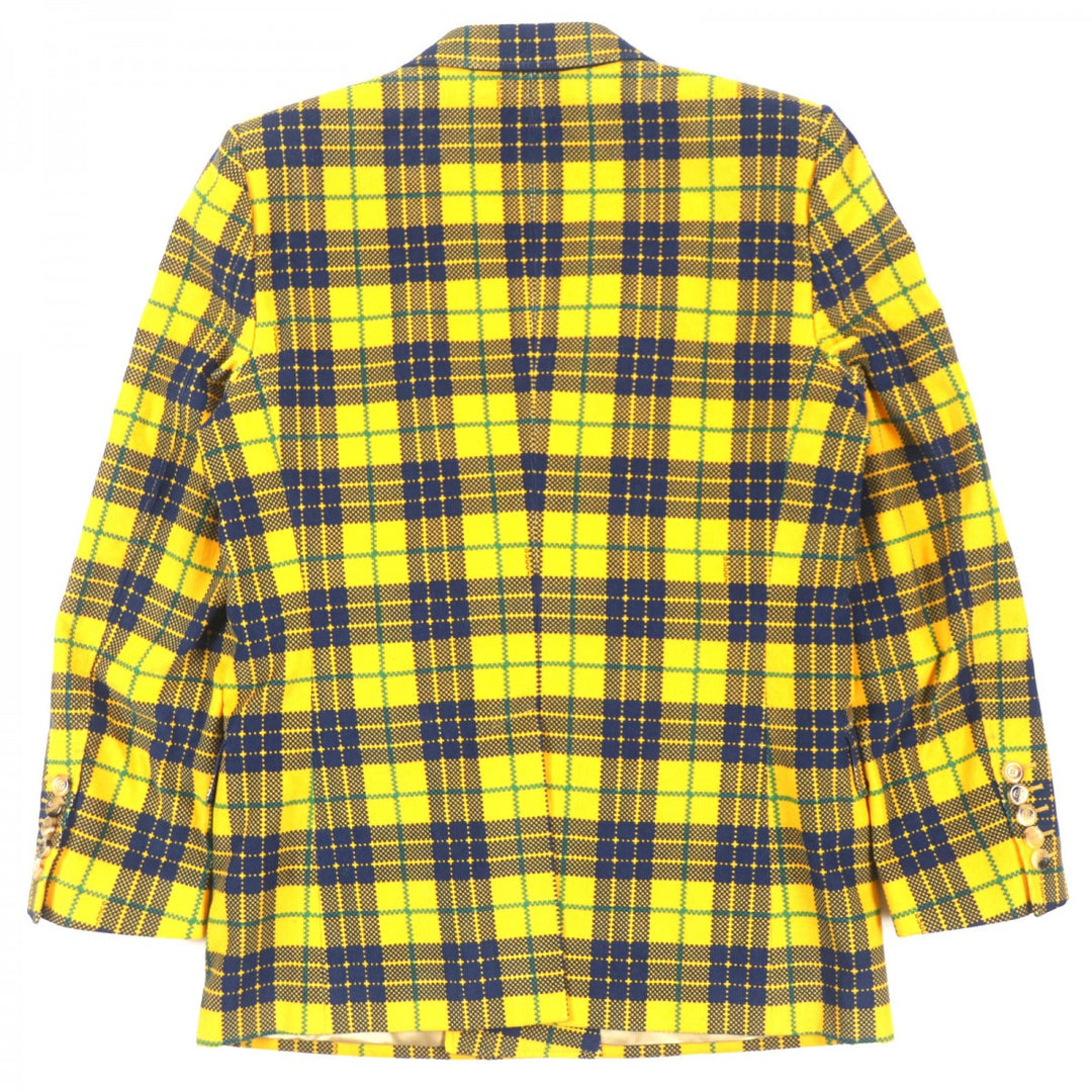 GUCCI tailored jacket 714971 Main: 100% cotton, Lining: 100% rayon, Sleeve lining: 100% cupra, Lining: 100% cotton yellow Double-Breasted Checked Cotton-Corduroy Blazer mens 50 Used Authentic