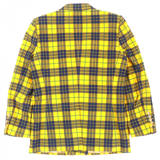 GUCCI tailored jacket 714971 Main: 100% cotton, Lining: 100% rayon, Sleeve lining: 100% cupra, Lining: 100% cotton yellow Double-Breasted Checked Cotton-Corduroy Blazer mens 50 Used Authentic