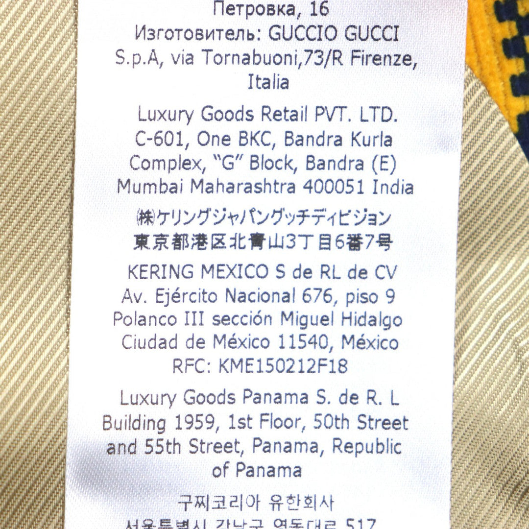 GUCCI tailored jacket 714971 Main: 100% cotton, Lining: 100% rayon, Sleeve lining: 100% cupra, Lining: 100% cotton yellow Double-Breasted Checked Cotton-Corduroy Blazer mens 50 Used Authentic