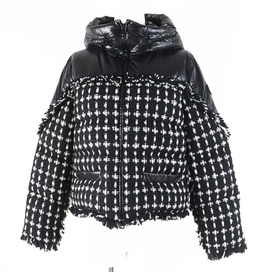 MONCLER Down jacket Outer: 100% nylon, Filling: 90% down, Filling: 10% feather, Lining: 100% nylon, Part: 46% wool Black White GINAVELLE Women Used Authentic