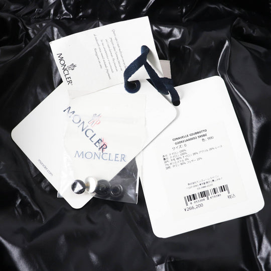 MONCLER Down jacket Outer: 100% nylon, Filling: 90% down, Filling: 10% feather, Lining: 100% nylon, Part: 46% wool Black White GINAVELLE Women Used Authentic
