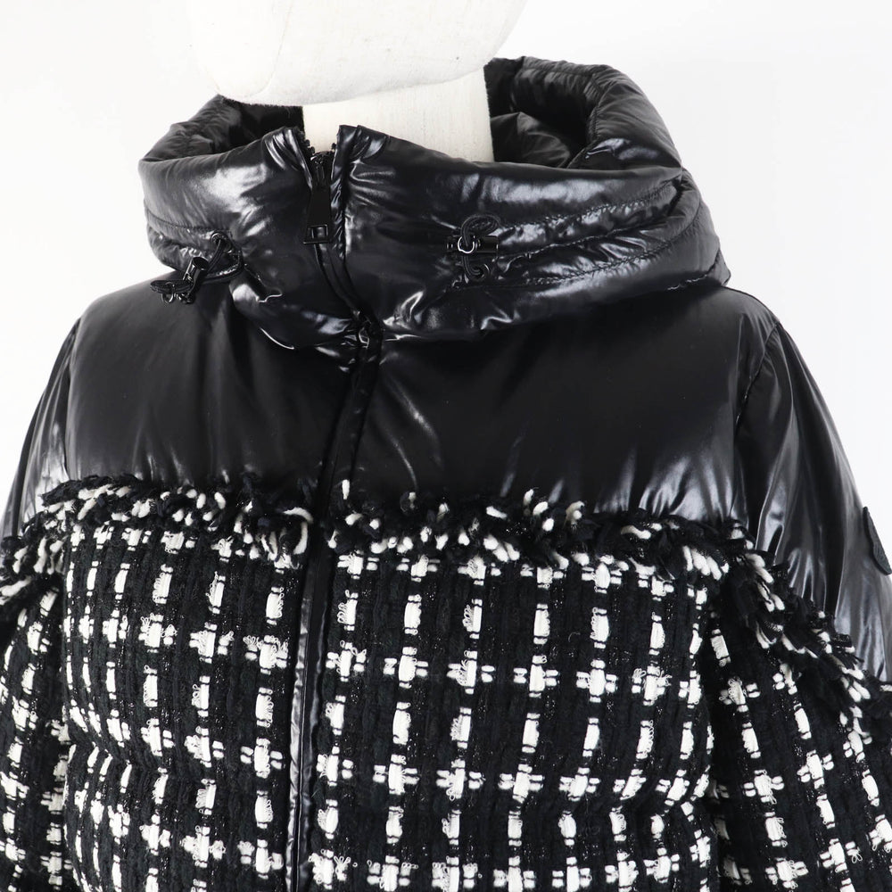 MONCLER Down jacket Outer: 100% nylon, Filling: 90% down, Filling: 10% feather, Lining: 100% nylon, Part: 46% wool Black White GINAVELLE Women Used Authentic