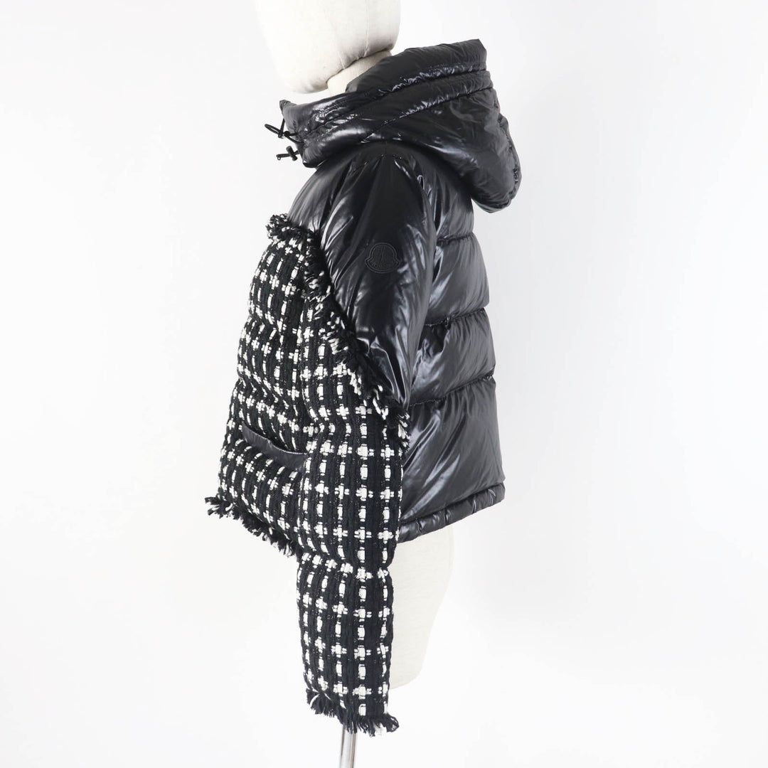 MONCLER Down jacket Outer: 100% nylon, Filling: 90% down, Filling: 10% feather, Lining: 100% nylon, Part: 46% wool Black White GINAVELLE Women Used Authentic