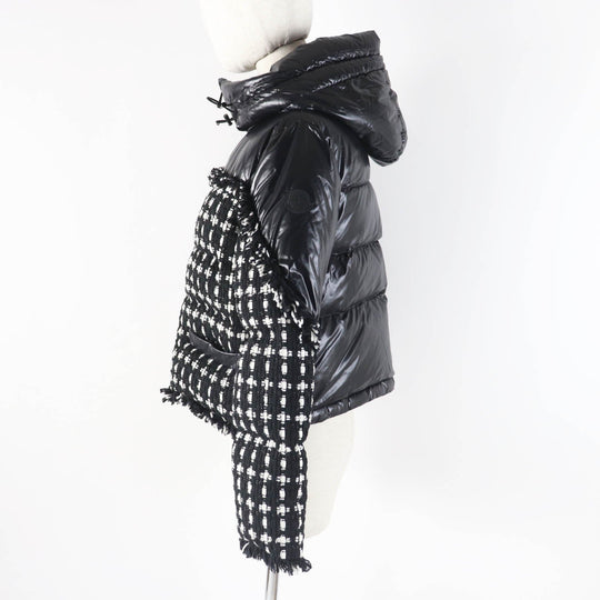 MONCLER Down jacket Outer: 100% nylon, Filling: 90% down, Filling: 10% feather, Lining: 100% nylon, Part: 46% wool Black White GINAVELLE Women Used Authentic